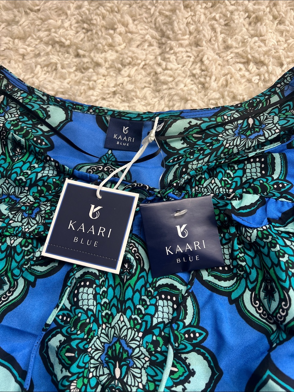 WOMENS KAARI BLUE FLORAL BORDERS TOP SIZE XL NWT - Picture 14 of 14